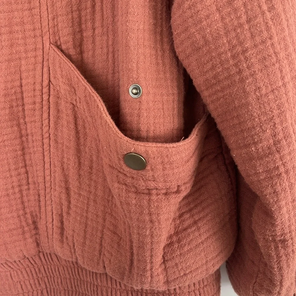 Rust Textured Button-Up Jacket - Picture 2 of 3